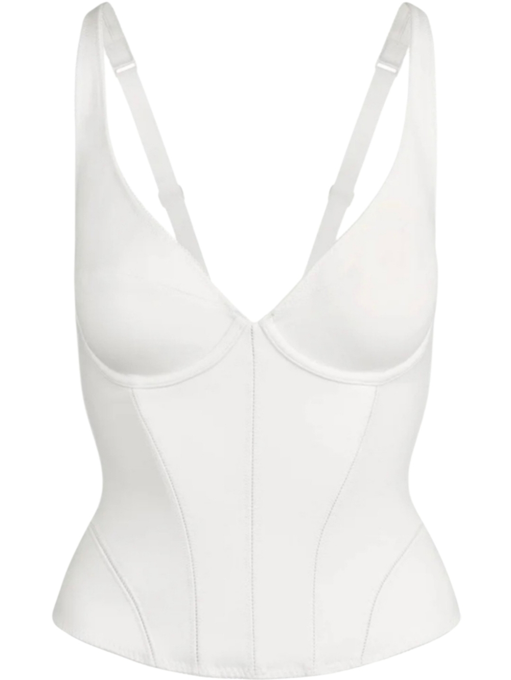 NWT SKIMS Cotton Shapewear Corset Structured Bustier Tank White Marble XS